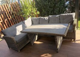 Gemütliche Polyrattan Dining Gartenlounge inkl. Kissen