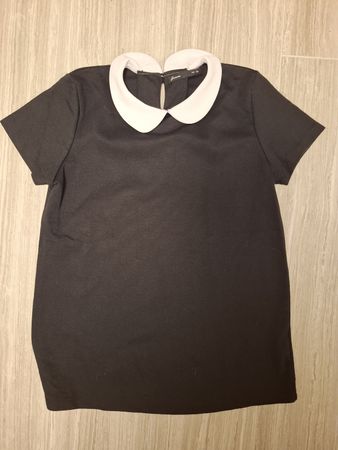 t-shirt noir col blanc taille XS