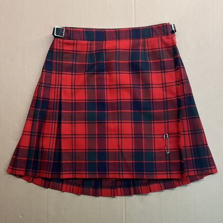 Roter und marineblauer Tartan-Plissee-Minirock aus Woll