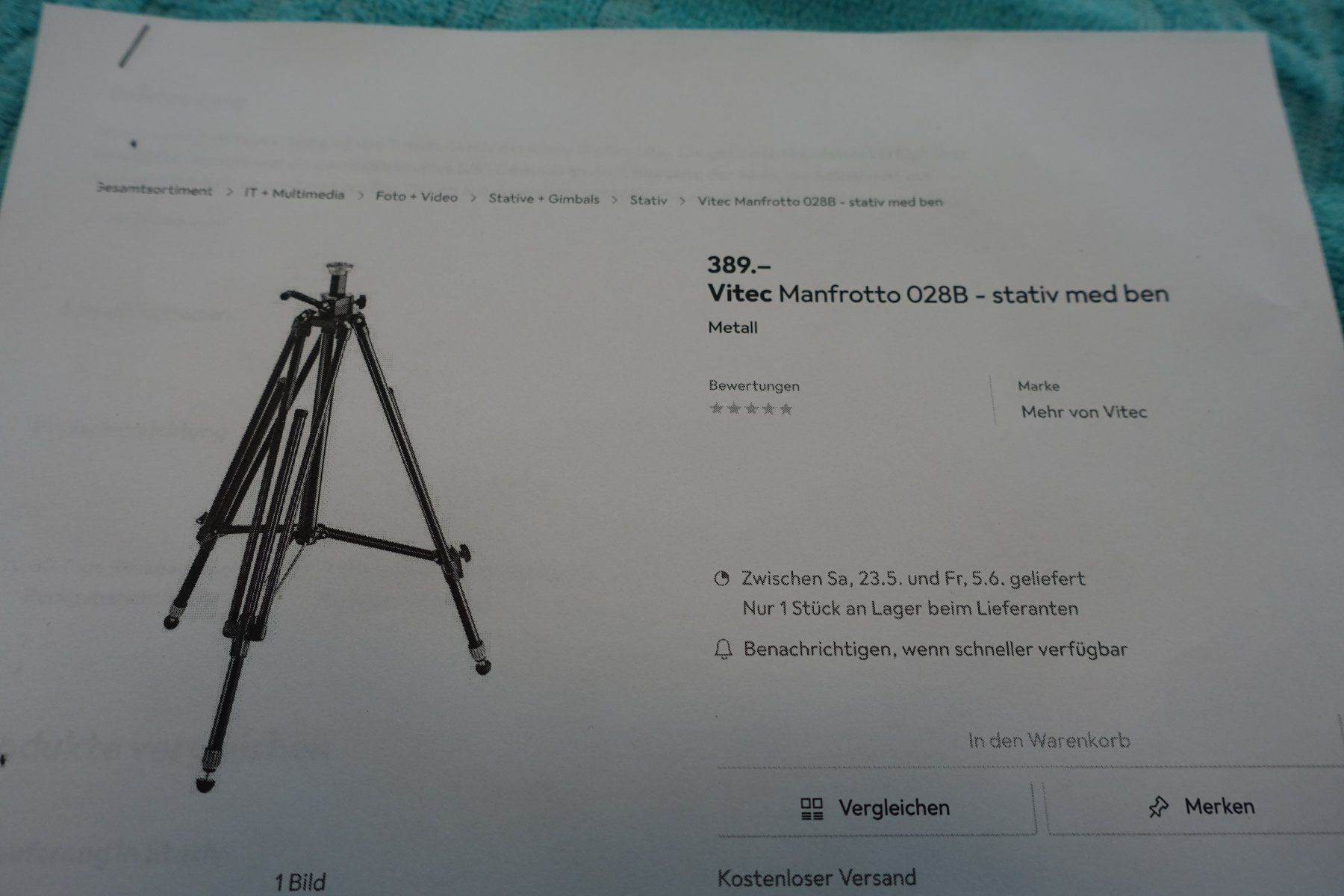 Manfrotto Trépieds & Accessoires: Stativ Vitec-Manfrotto 028B -stativ med ben – D'occasion à Belp par Mazarron58 5
