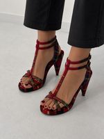 Neue Burberry High Heels Karomuster 35 T-Strap Sandalette