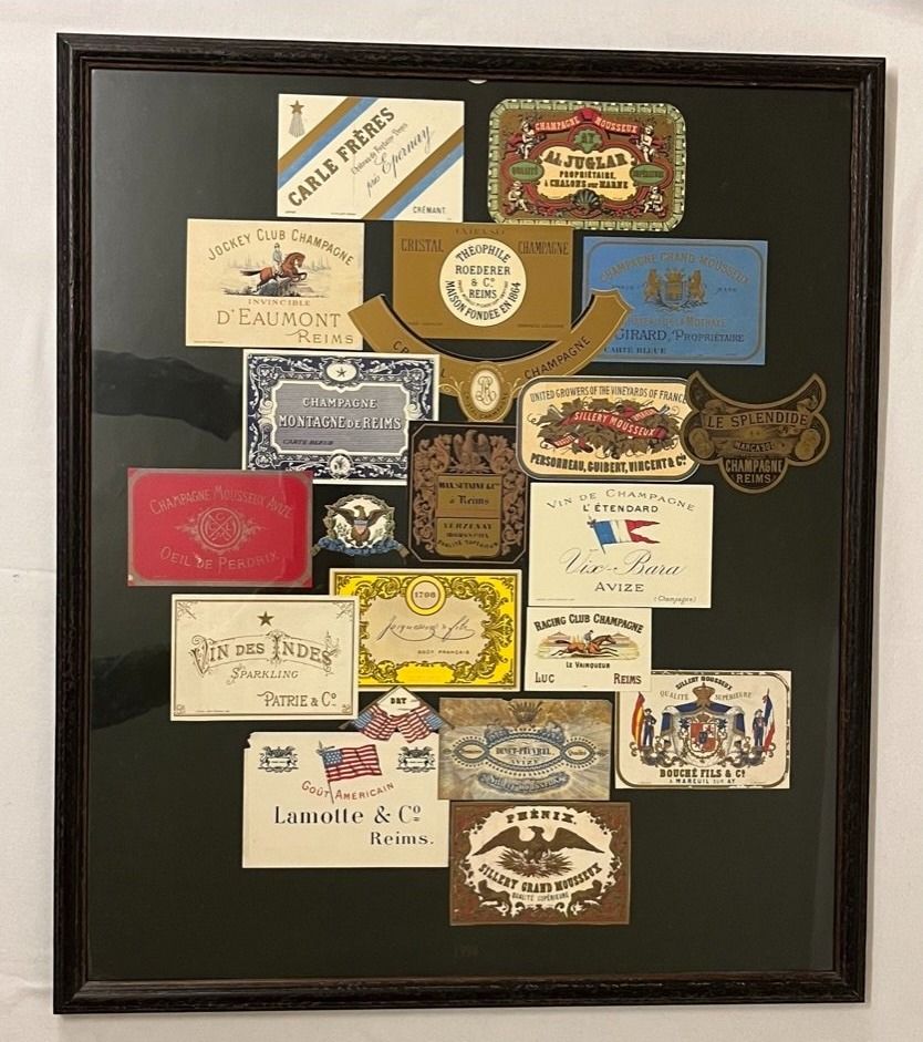 Dipinti: 6 tableaux avec etiquettes  de champagne – Usato da Pully venduto da Artemisya