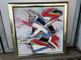 Tolles grosses zeitgen. Ölbild „Farben-colors“, sign. 1983