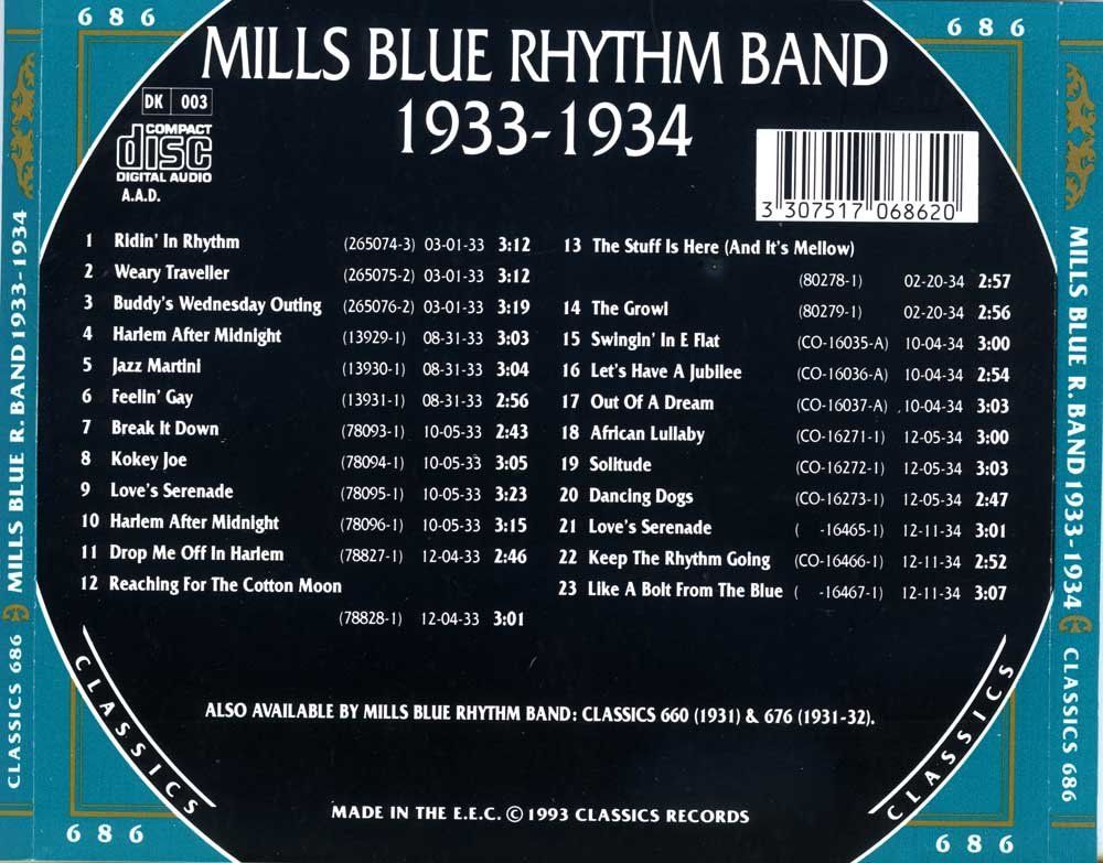 CDs: CD: Mills Blue Rhythm Band  "The chronogical...(Classics) – Gebraucht aus Hochfelden von mue_lhm9 1