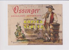 Etikette - Ossinger Seehalder (Süssdruck) 1960 (gelocht) /bd