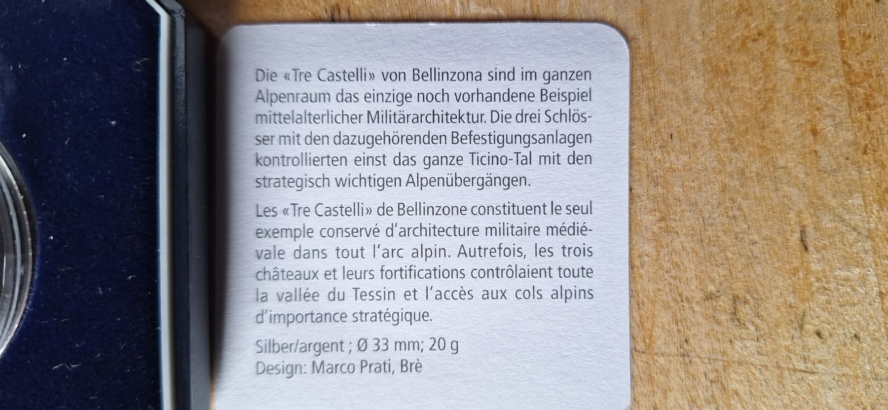 Tutti le monete: Pièce commémorative Suisse 2004 - Tre Castelli – Nuovo e nell'imballaggio originale da Le Sentier venduto da Loorenz 2
