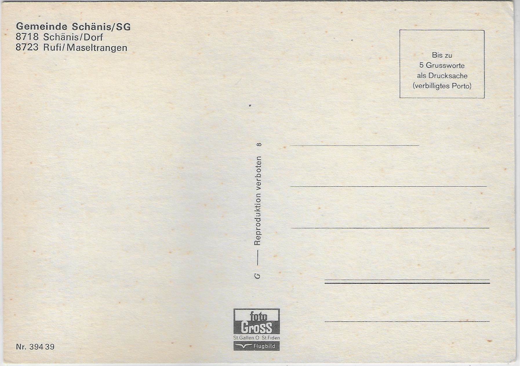 Cartoline postali: Flugaufnahme Schänis-Dorf, Rufi- – Usato da Ettingen venduto da Kartenplanet 1