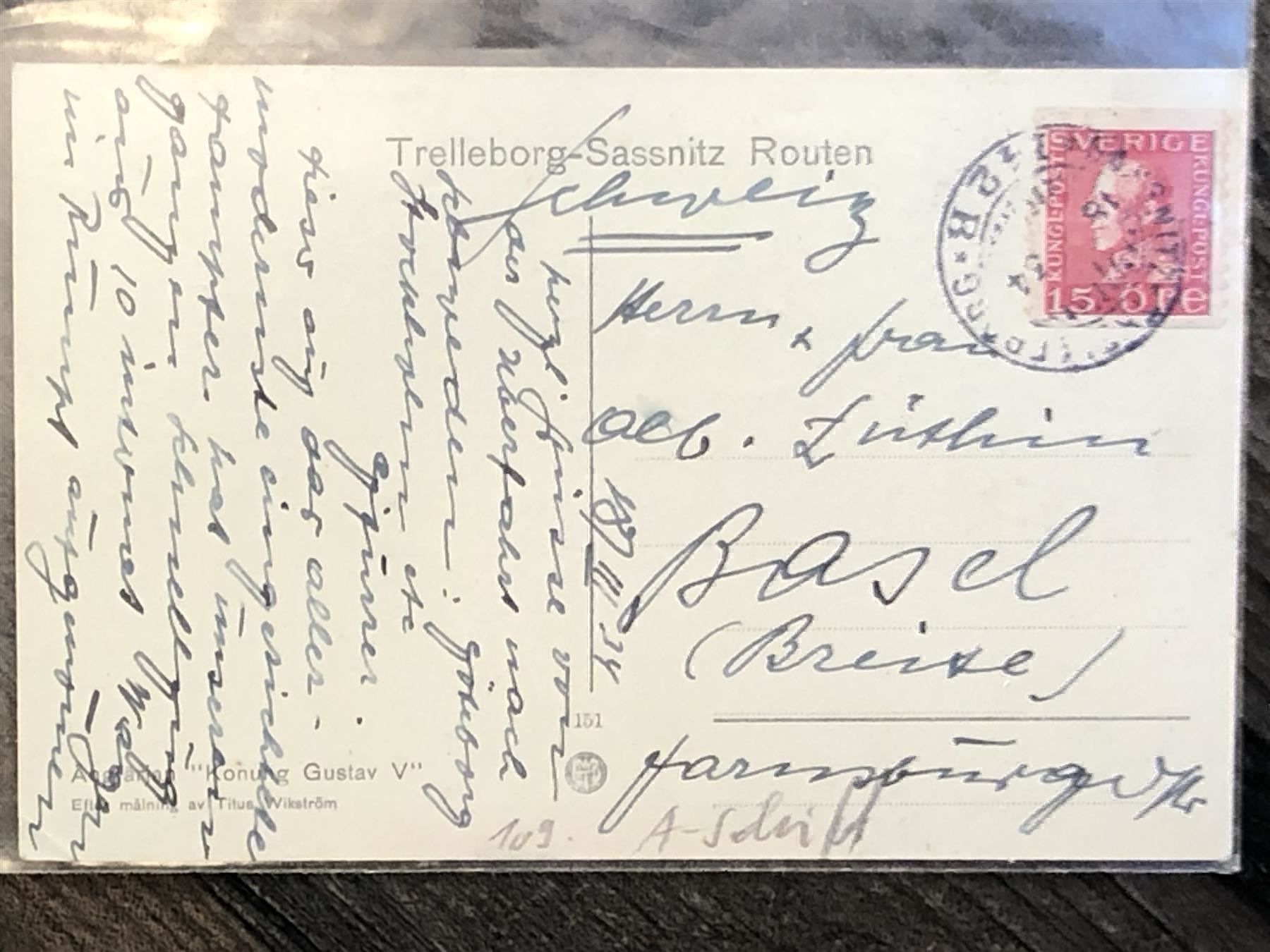 Cartoline postali: Schiffkarte König Gustav 5 mit Schiffs-O – Usato da Lufingen venduto da Rac0 1