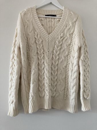 Zara Strickpullover mit Perlen, Winter, Grösse S, Top!