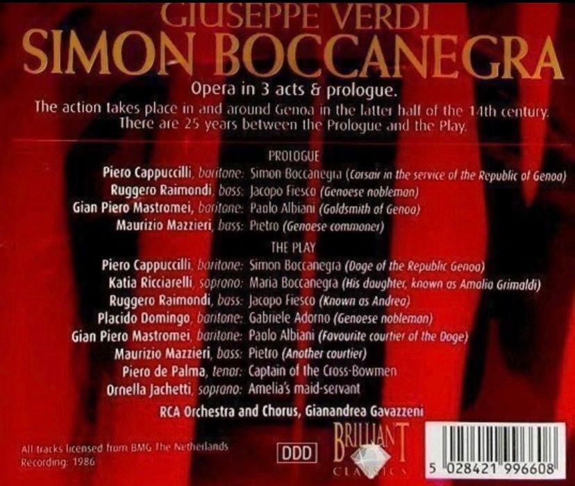 CD: 2 CDs Verdi - Simon boccanegra - Domingo - Ricciarelli – Usato da Luzern venduto da Lycka 1