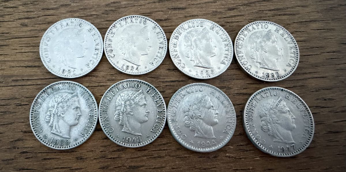 Tutti le monete: 8 alte 20 Rp Stücke – Usato da Seengen venduto da Gegu2