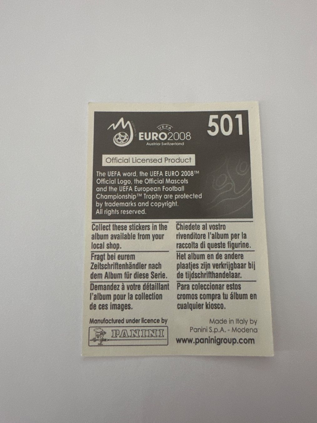 Panini Cartes à collectionner: Panini UEFA EM 2008 Sticker - Nr. 501 – D'occasion à Sulz AG par DealWerk 1