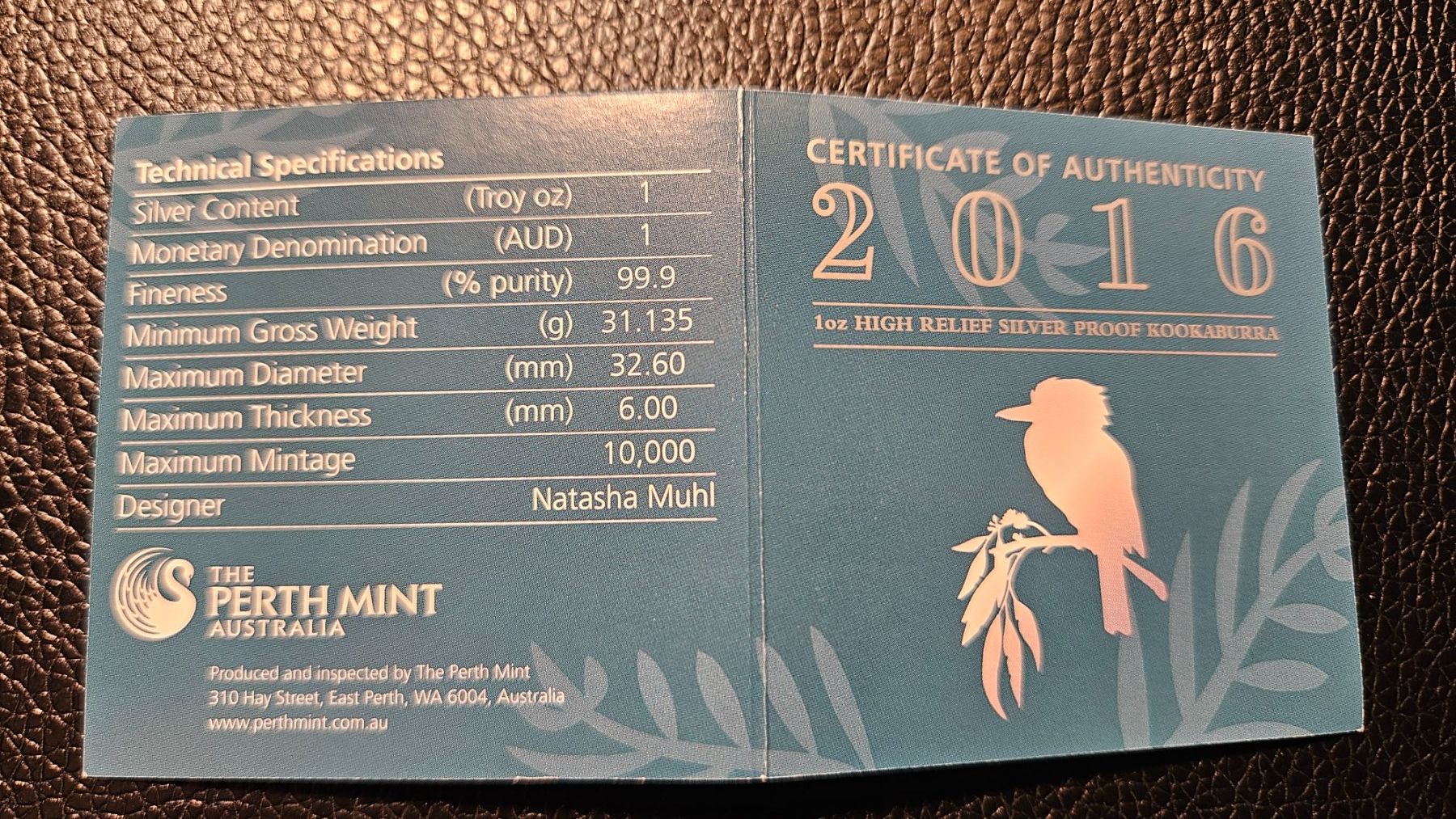 Tutti le monete: 1oz High Relief Silver Proof Kookaburra 2016 – Usato da Frick venduto da A-W 2