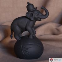 Circus Elephant Figurine - Cute Animal Sculpture - 3D Print