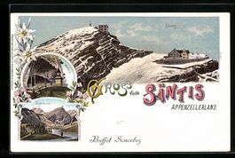 Litho Säntis, Gasthaus auf dem Gipfel, 
