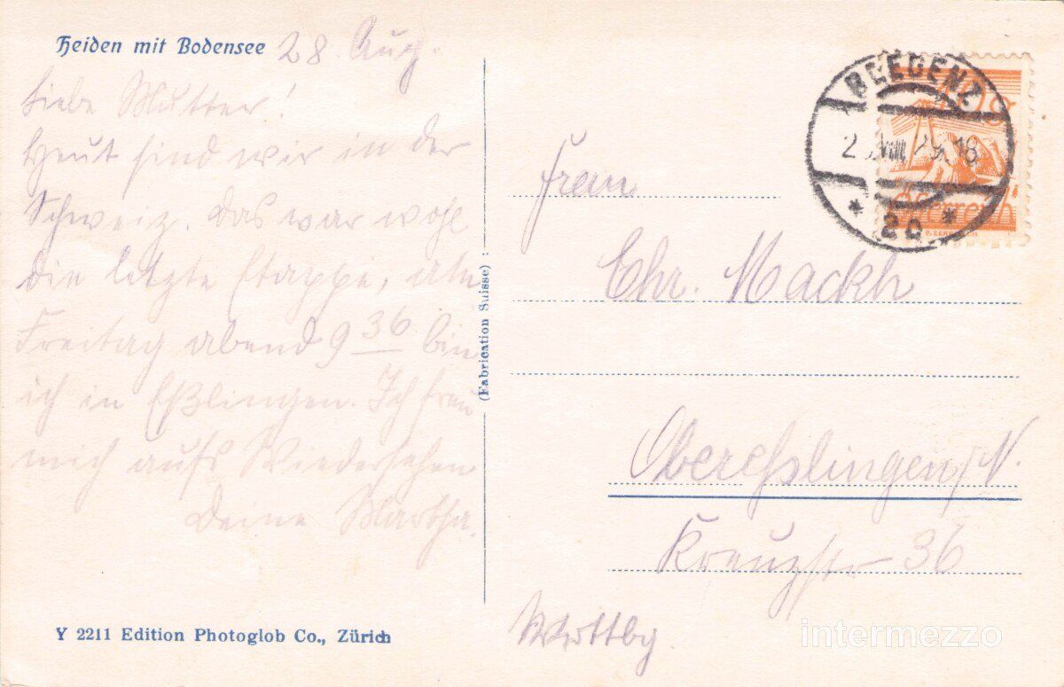 Cartoline postali: Heiden // 1929 Dorf Bodensee Gesamtansicht – Usato da Basel venduto da intermezzo12 1