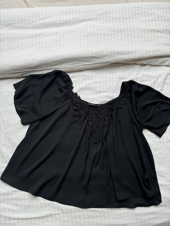 Chemisier Zara Taille M Femme - Coton Manches 3/4 Bleu - Porté Une Fois, Très Bon état