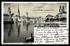 AK Zürich, Blick von der Quaibrücke