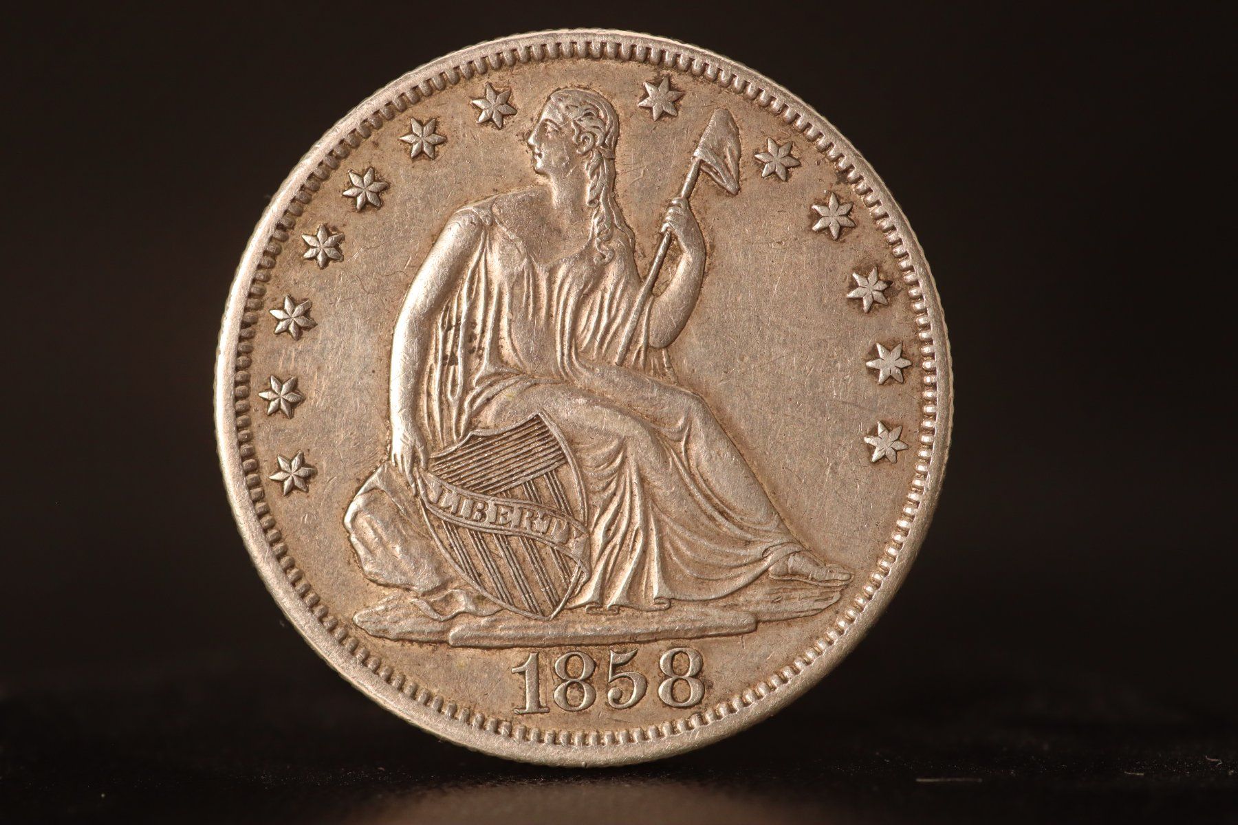 Tutti le monete: Half 1/2 Dollar 1858 - Silber – Usato da Kaltbrunn venduto da Watch360