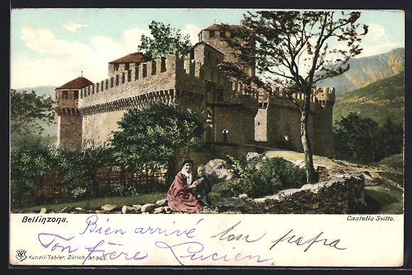 Cartoline postali: Bellinzona, Blick auf das Castello Svitt – Usato da Berlin venduto da bartko-reher