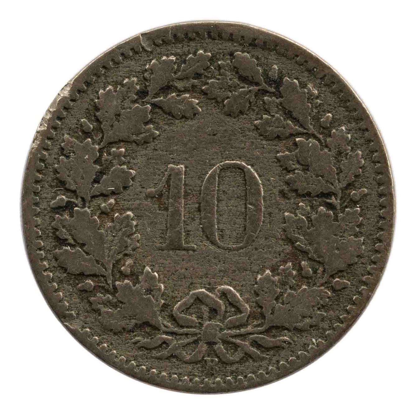 Alle Münzen: Schweiz / Suisse - 10 Rappen - 1884 – Gebraucht aus Rotkreuz von Swiss-Coins 1