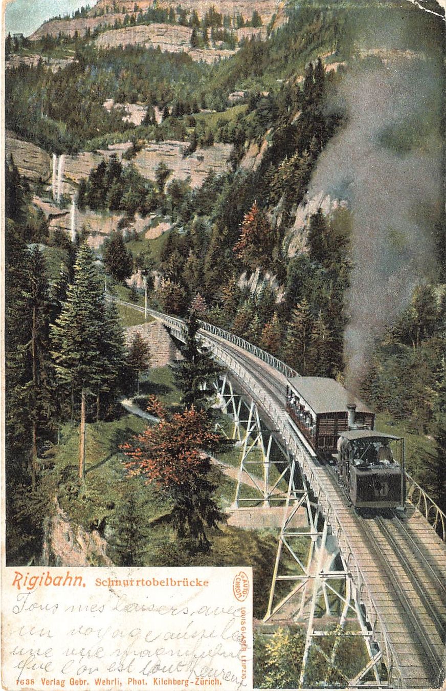 Cartoline postali: Rigi bahn schnurrtobelbrücke Gestell Rack – Usato da Biasca venduto da Blenio71