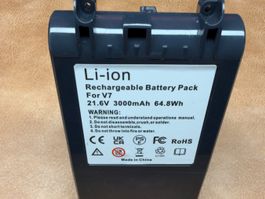 Upgrade - Akku für Dyson V7, 21.6V, 3000mAh, 65Wh