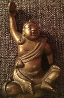 Vintage Bronzefigur, sitzender lachender Buddha