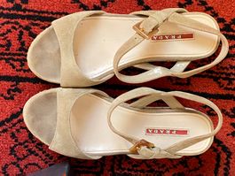 Prada Sandale, Beige Wildleder, Espadrille S, Gr. 36, Sommer