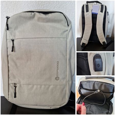 Rucksack Conwood, hellgrau, mit USB Anschluss, NEU