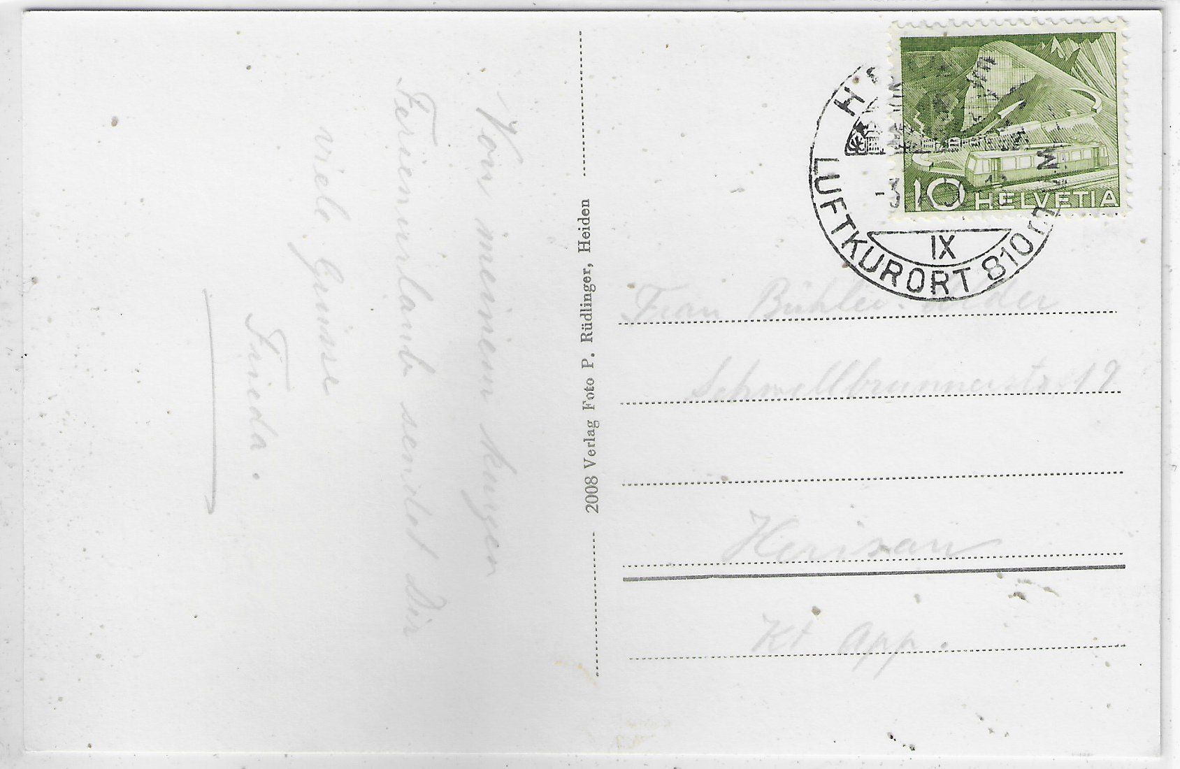 Cartoline postali: Klimakurort Heiden - Postauto P2184 – Usato da Ettingen venduto da Kartenplanet 1