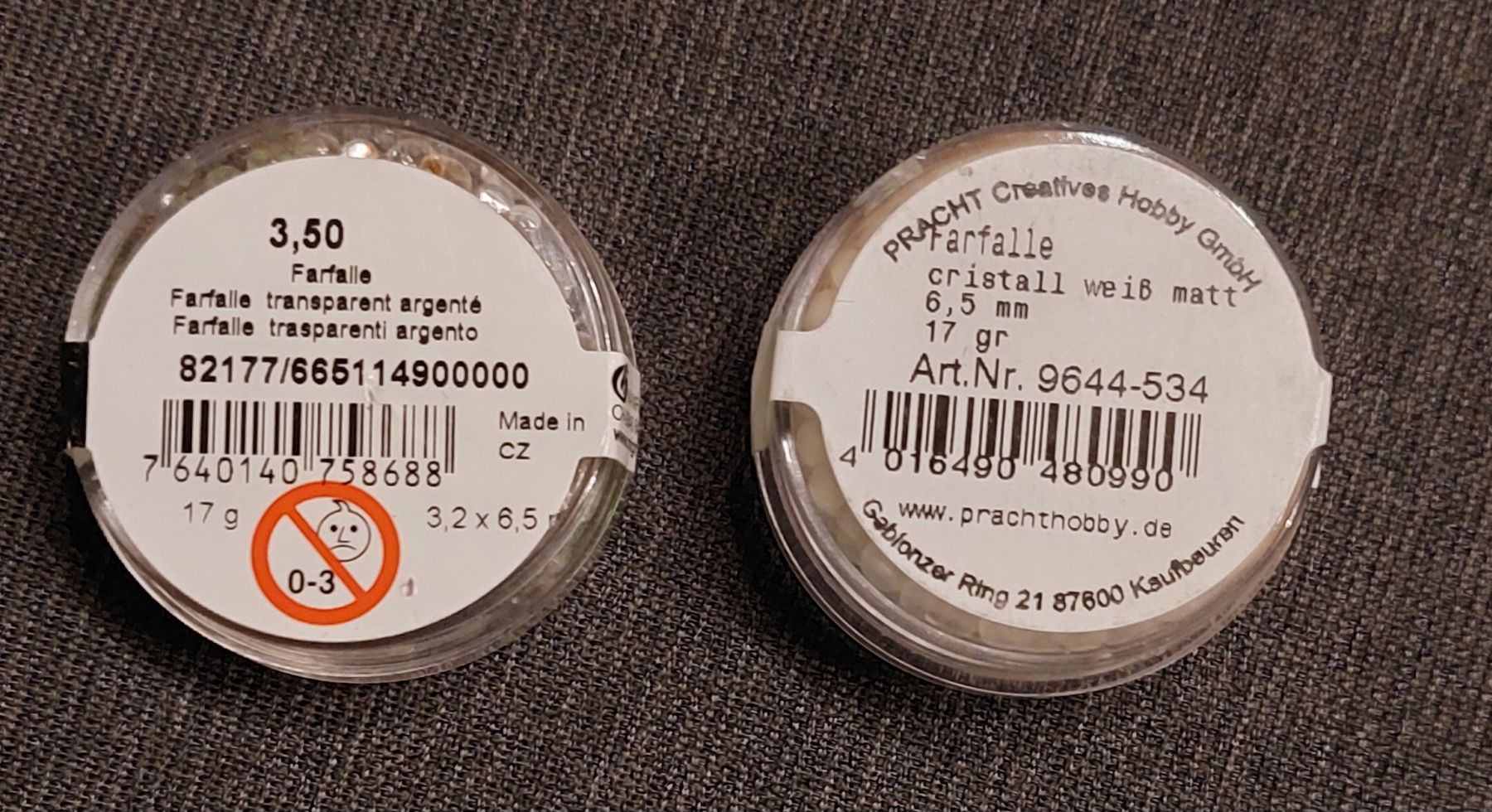 Perle (finte): 2 Döschen Rocaillesperlen, 6.5 mm, 17g – Nuovo e nell'imballaggio originale da Sargans venduto da blauberg 1