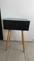 Nachttisch Holz schwarz mit Schublade