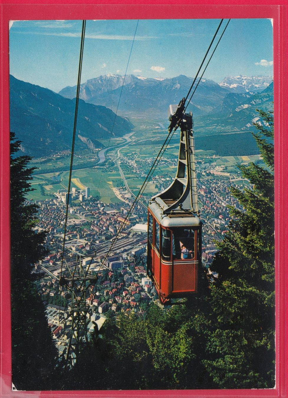 Cartoline postali: CHUR MIT LUFTSEILBAHN BRAMBRÜESCH, 19.4.1983 – Usato da Oberrieden venduto da Gebirgsstelze