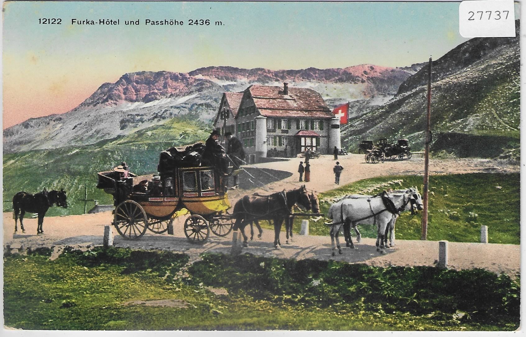 Cartoline postali: Furka-Hotel und Passhöhe - Postkutsche – Usato da Ettingen venduto da Kartenplanet