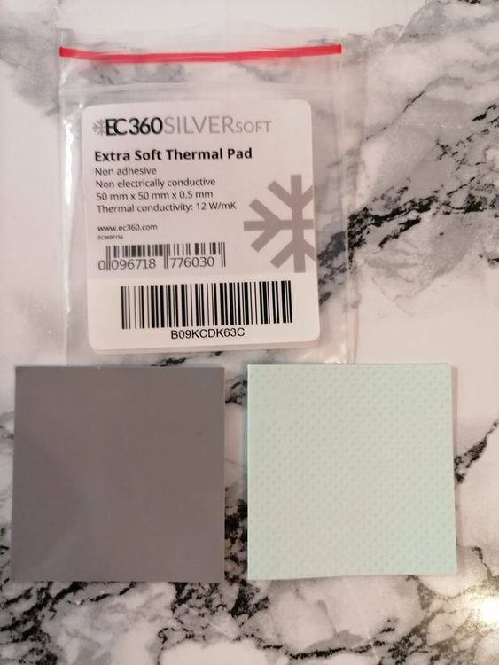 CPU Kühlpad EC360® PLATINUM SOFT 16,6W/mK Wärmeleitpad (50 X 50 X 1,0 Mm) I Prozessor Wärmeleitpaste