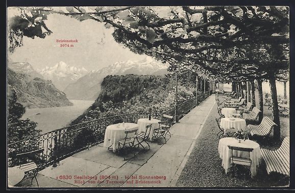 Cartoline postali: Seelisberg, Hotel Sonnenberg, Blick von  – Usato da Berlin venduto da bartko-reher