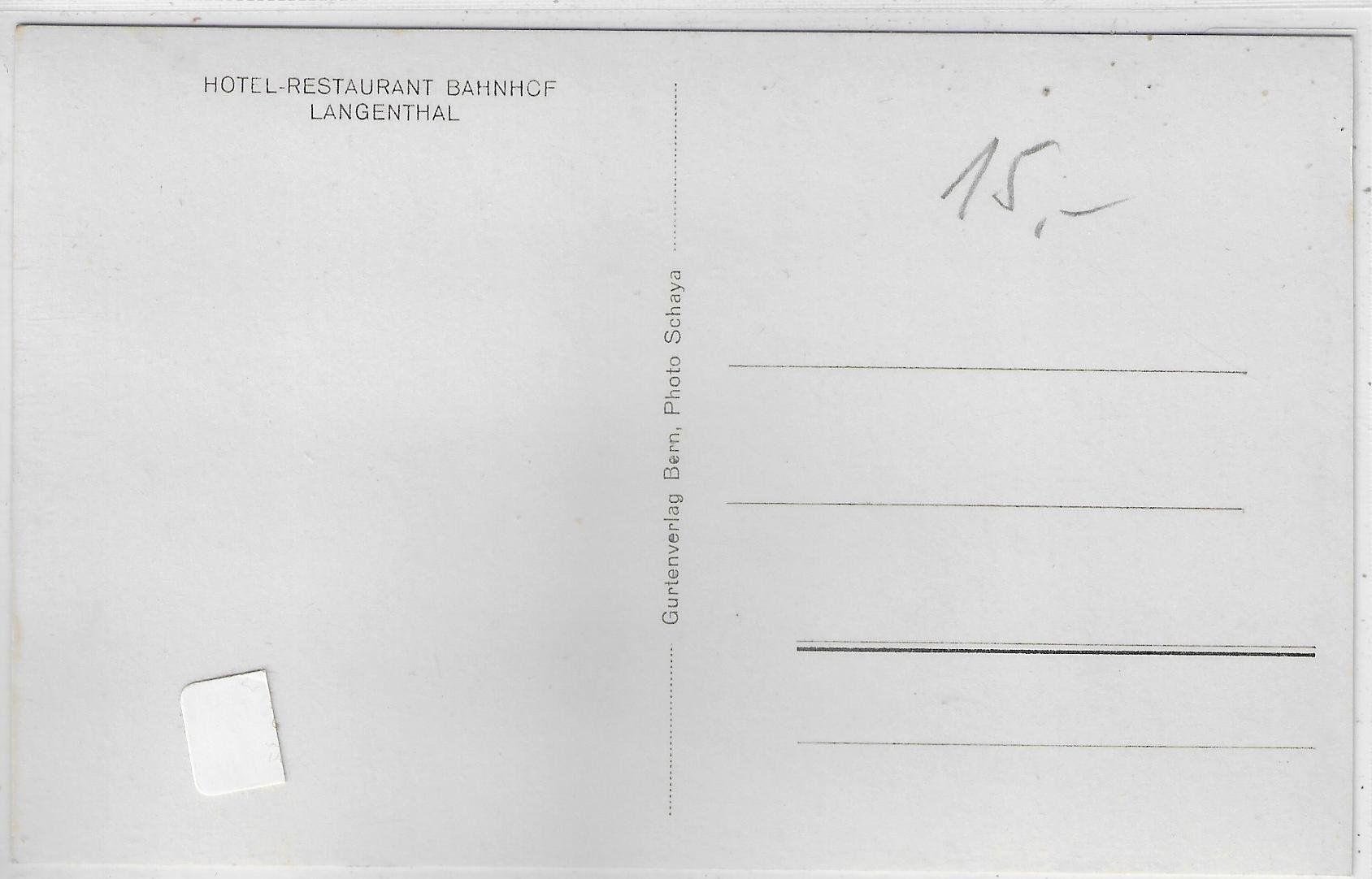 Cartoline postali: Hotel-Restaurant Bahnhof - Langenthal – Usato da Ettingen venduto da Kartenplanet 1
