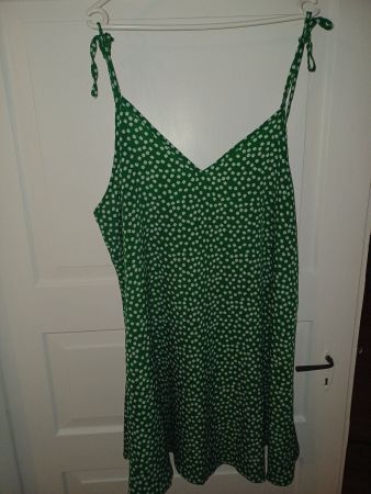 Grün weiss geblümtes Slipkleid XXL