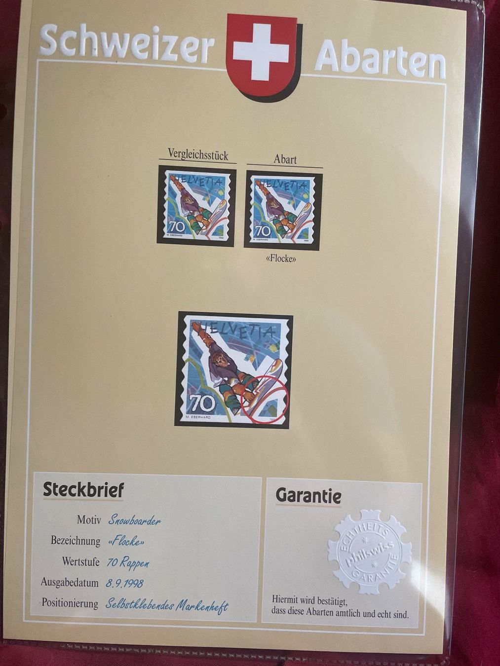 Tutti i francobolli: Schweizer Briefmarken-Abarten "Spinnä uf dem Hammer" Top! – Usato da Schüpfen venduto da Schuepfen45 7
