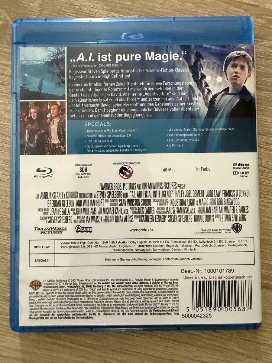 Tutti i DVDs: A.I. – Künstliche Intelligenz blu-ray Spielberg – Nuovo (secondo la descrizione) da Petit Lancy venduto da manho79 1