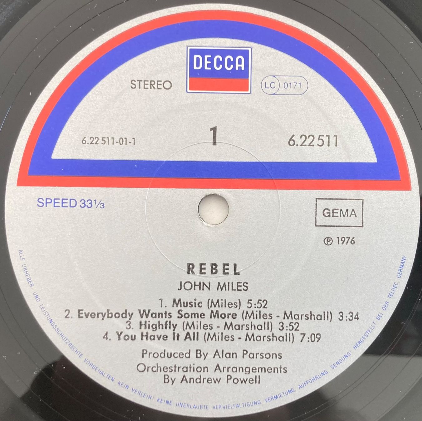 Vinyles: JOHN MILES - REBEL – D'occasion à Poliez-Pittet par Newtown-Records 2