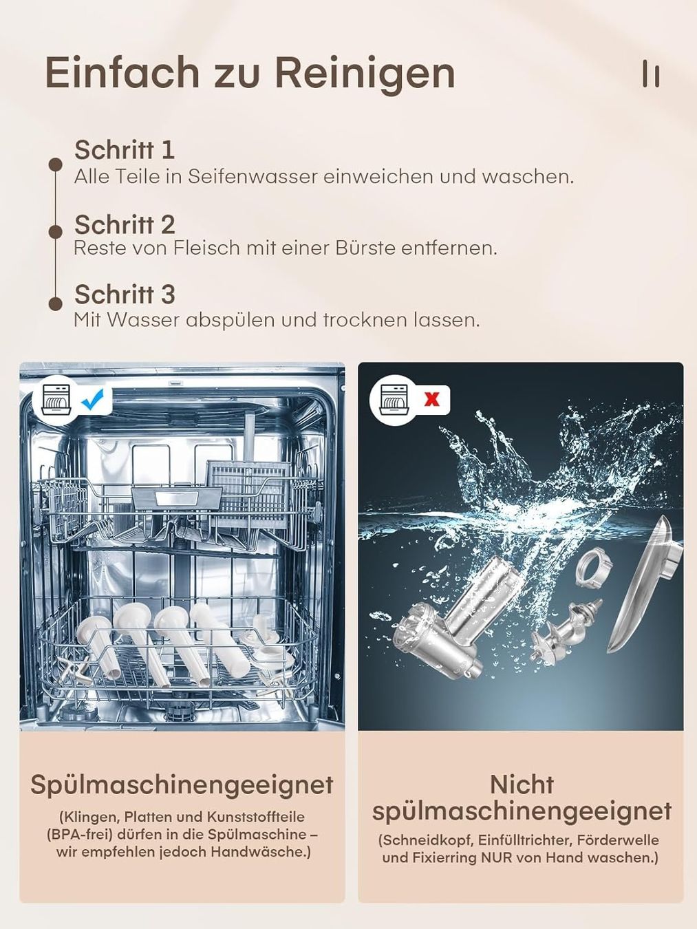 Elettrodomestici da cucina: Fleischwolf 3in1 Wurstfüller Edelstahl-Schleifplatten – Nuovo e nell'imballaggio originale da St. Gallen venduto da sch_zsz7 6