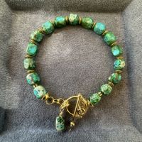 Armband aus grün - blau Meeressendiment Imperial Jaspis 