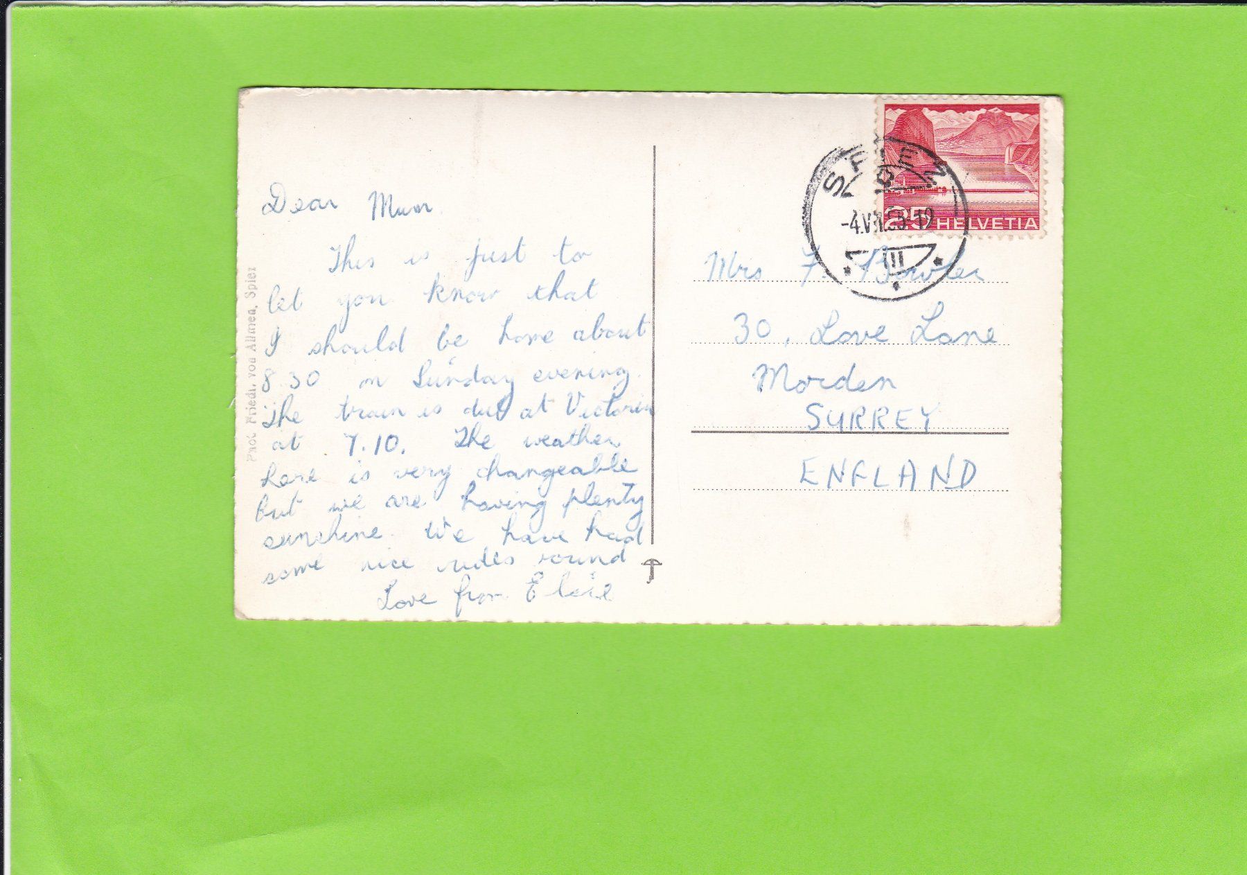 Cartoline postali: Spiez – Usato da St. Peterzell venduto da neckertal 1