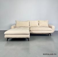 Ecksofa Beige-Creme mit Schlaffunktion und Stauraum