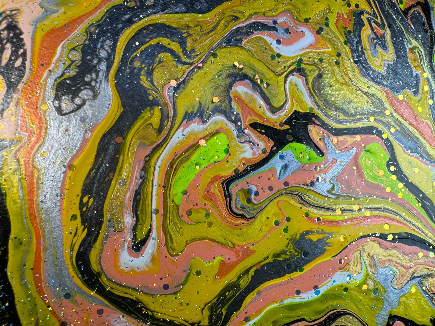 Dipinti: Acryl-Flüssigmalerei, kreisförmig – Usato da Schlieren venduto da MayaSheng1983 1
