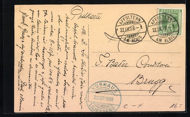 Cartoline postali: Affoltern a.A., Blick auf das Kurhaus Li – Usato da Berlin venduto da bartko-reher 1