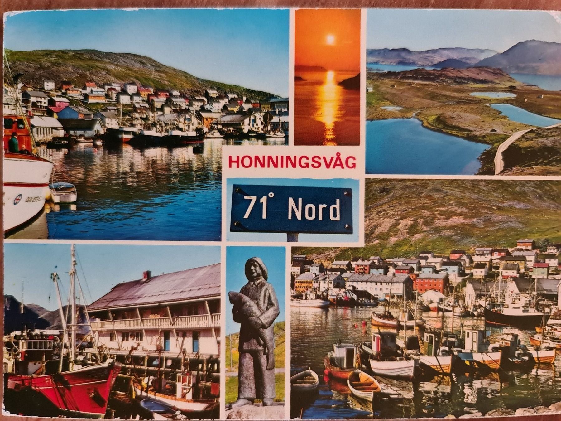 Cartoline postali: Ansichtskarte Honningsvag Norwegen 1977 – Usato da Dintikon venduto da Vexi