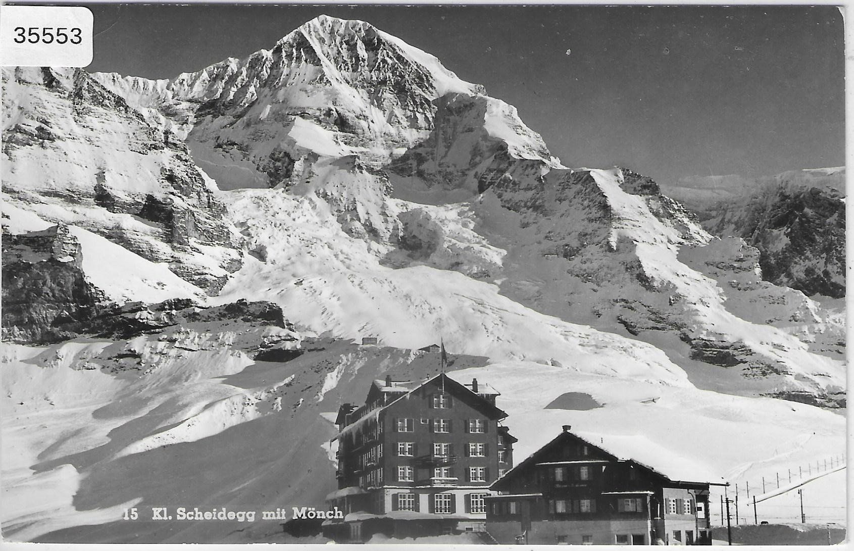 Cartoline postali: Kleine Scheidegg mit Mönch - Hotel im Winter – Usato da Ettingen venduto da Kartenplanet